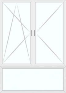 2-Flügelig DrehKippLinks-Pfosten-DrehRechts - Unterlicht