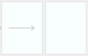 Flügel von Links nach Rechts schiebbar (Hebe-Schiebe + Fest)