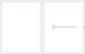 Flügel von Rechts nach Links schiebbar (Fest + Hebe-Schiebe)