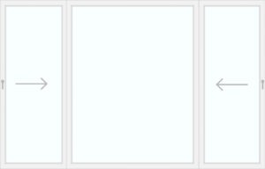 Flügel von aussen nach innen schiebbar (HS-1 + Fest + HS-2)
