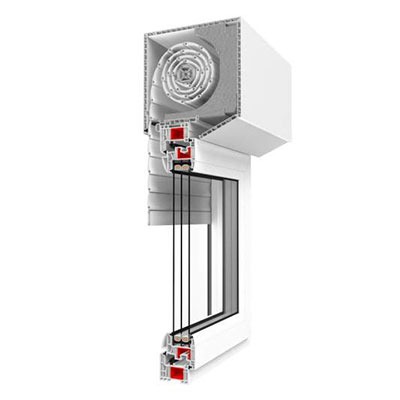 Aufsatzrollladen mit Revision nach unten