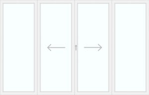 Flügel von innen nach außen schiebbar (Fest + HS-2 + HS-1 + Fest)